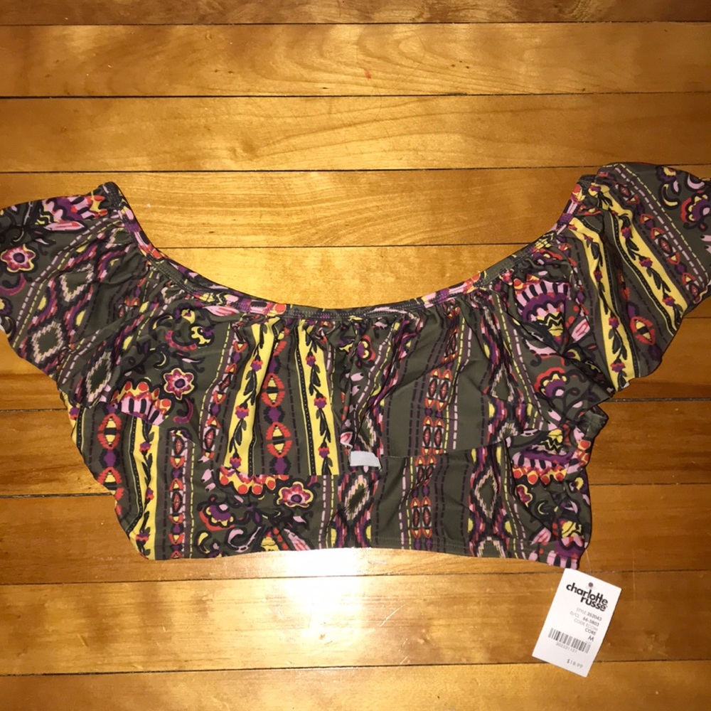 Brand new off the shoulder tribal print bikini top